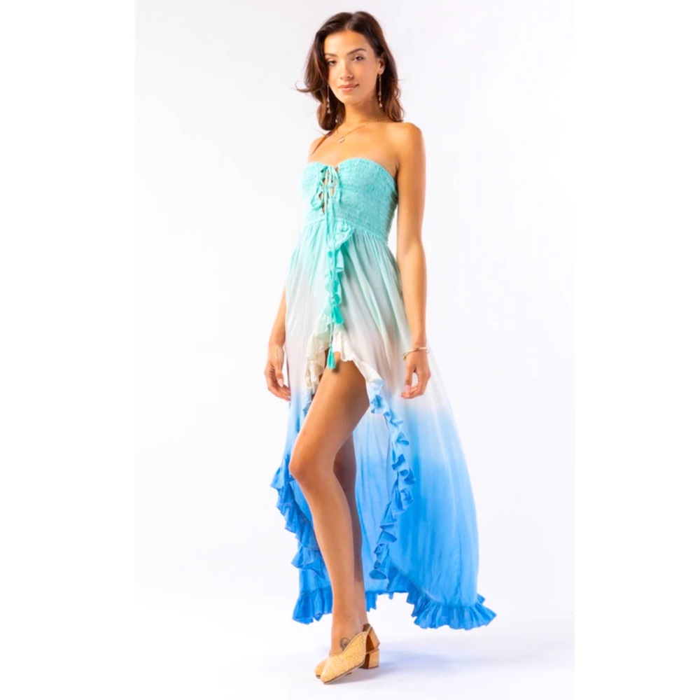 Tiare Hawaii Flynn Maxi Dress Teal Blue Ombré
